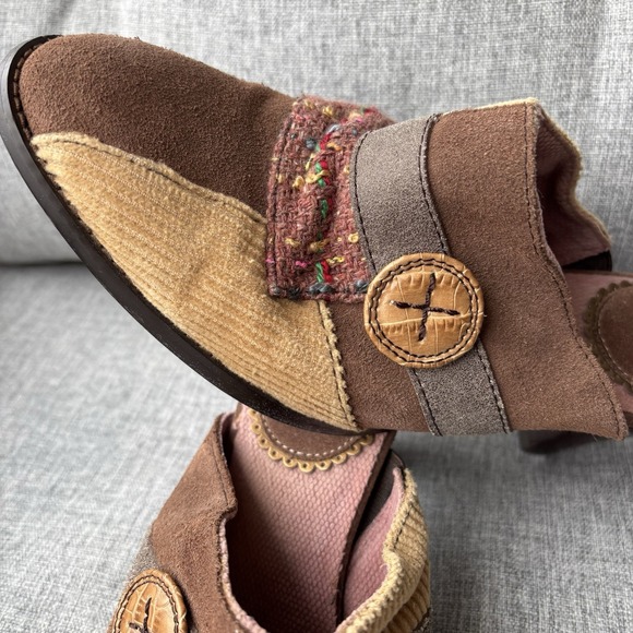 Kenzie Touch Corduroy Leather Brown Suede Clogs Mules Heels Women's Size 9M - Picture 13 of 13